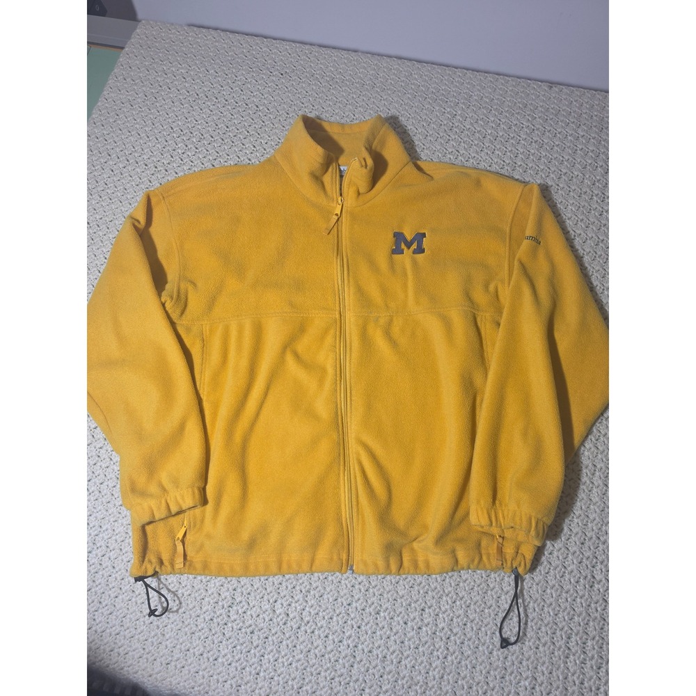 Columbia Fleece Jacket Mens XXL Yellow Michigan Wolverines Full Zip